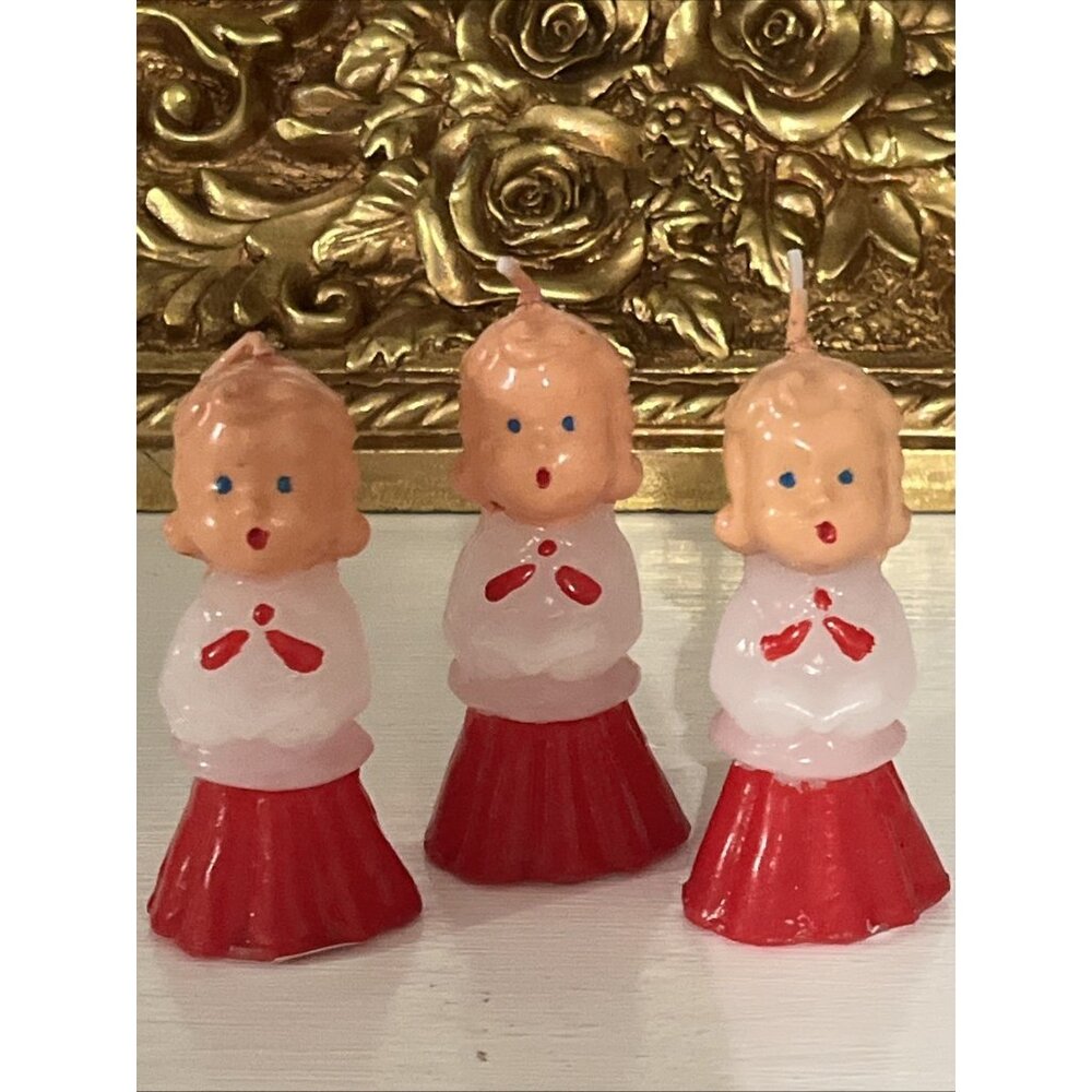 Vintage Style Christmas Caroler Candles Set of 3 Gurley Inspired Choir Girls